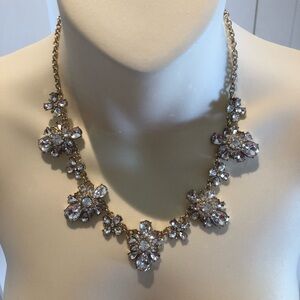 Banana Republic Gold and Rhinestone Floral Necklace